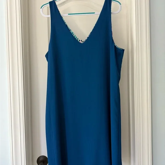 EUC Lilly Pulitzer Reversible Florin Sleeveless V-neck Shift Dress Pink and Teal - Picture 3 of 4